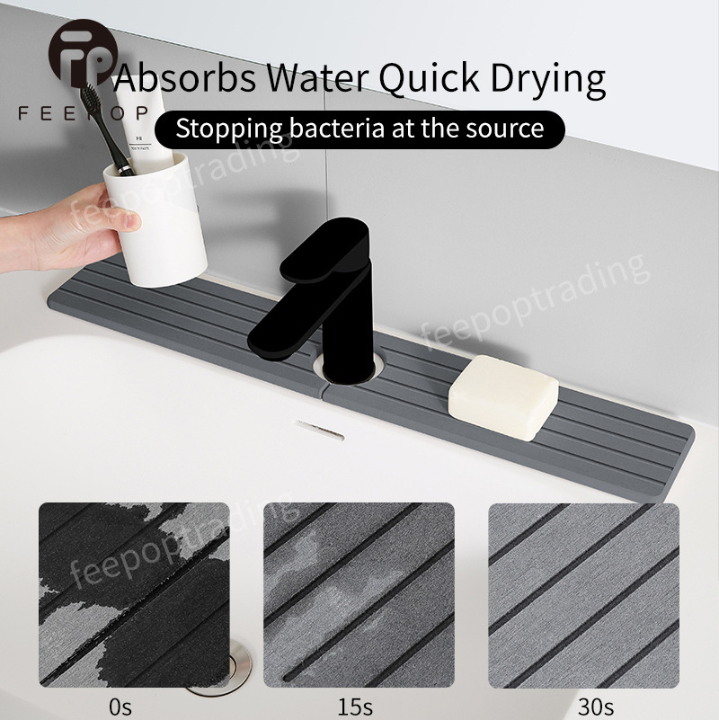 [FEEPOP] Natural Eco-friendly Diatomite Faucet Absorbent Mat Kitchen Sink Mat Splash Guard