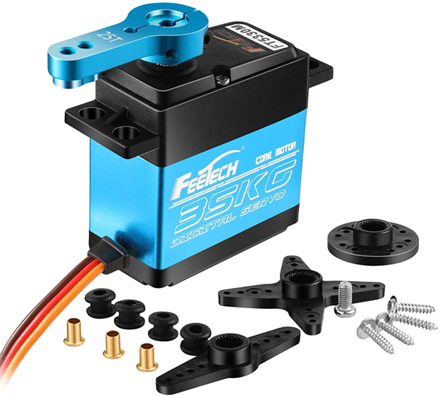 35KG Servo Motor 180 Degree Waterproof 7.4V High Torque RC Servo Full Metal Gear Digital Servo for 1/8 1/10 RC Cars