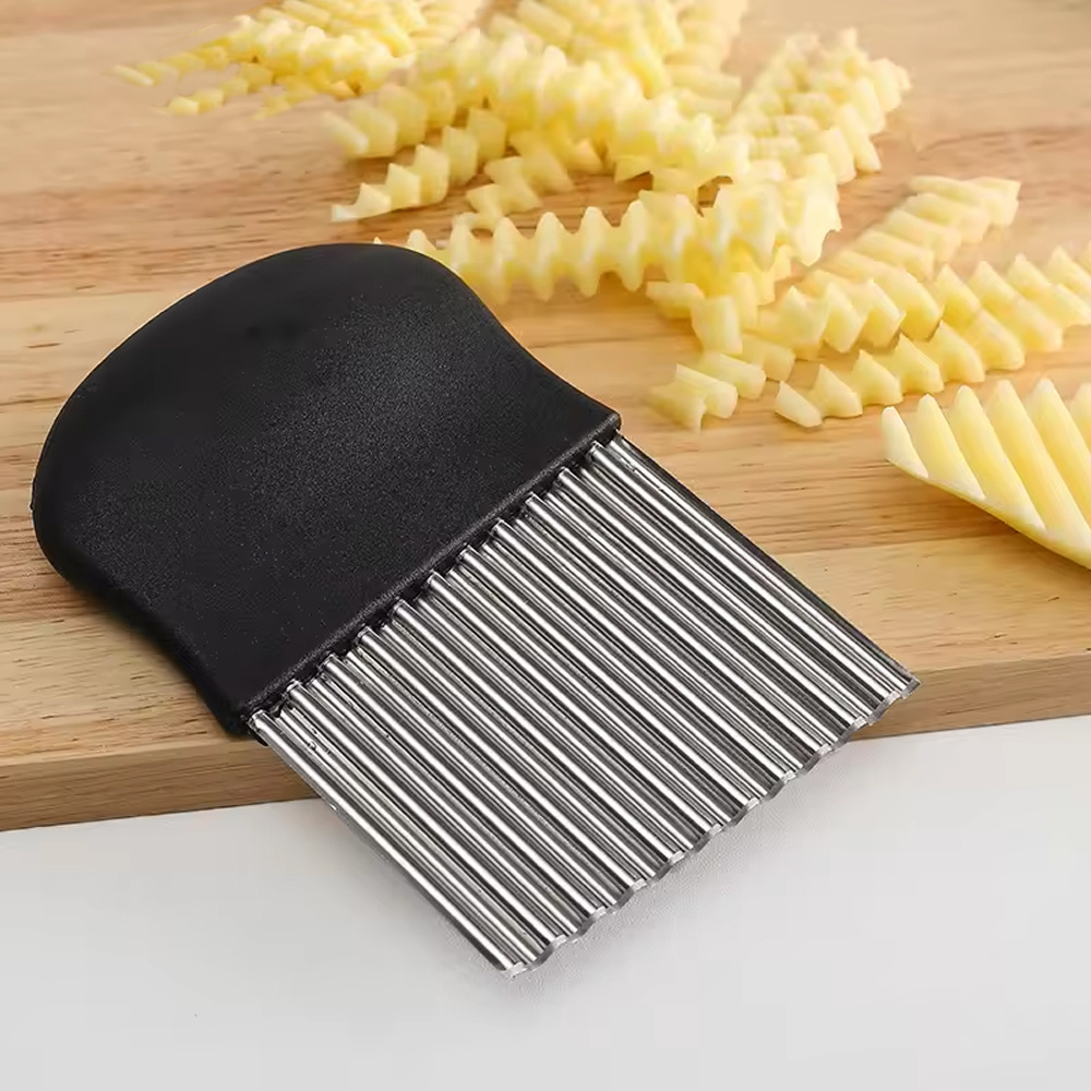 stainless steel manual crinkle shape wavy fries potato cut chips cutter knife