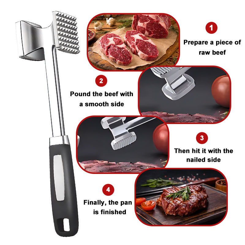 aluminum Alloy Beef Steak Meat Tenderizer Hammer meat hammer tool for Chicken Beef Pork