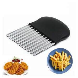 stainless steel manual crinkle shape wavy fries potato cut chips cutter knife