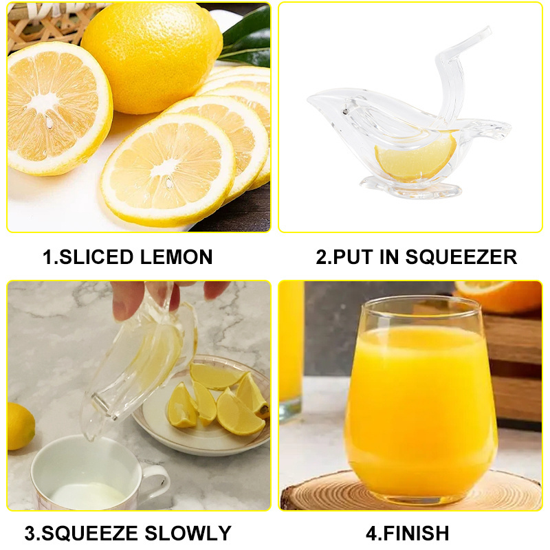 kitchen gadgets Acrylic Crystal Manual exprimidor de limon glass bird shaped lemon squeezer