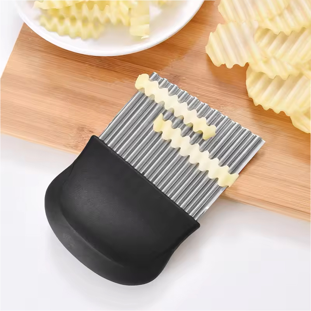 stainless steel manual crinkle shape wavy fries potato cut chips cutter knife