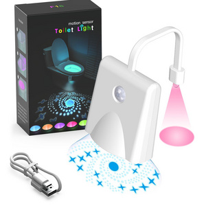 Toilet Night Light Motion Sensor LED 8 Colors Inside Toilet USB Rechargeable Human Body Induction Lamp