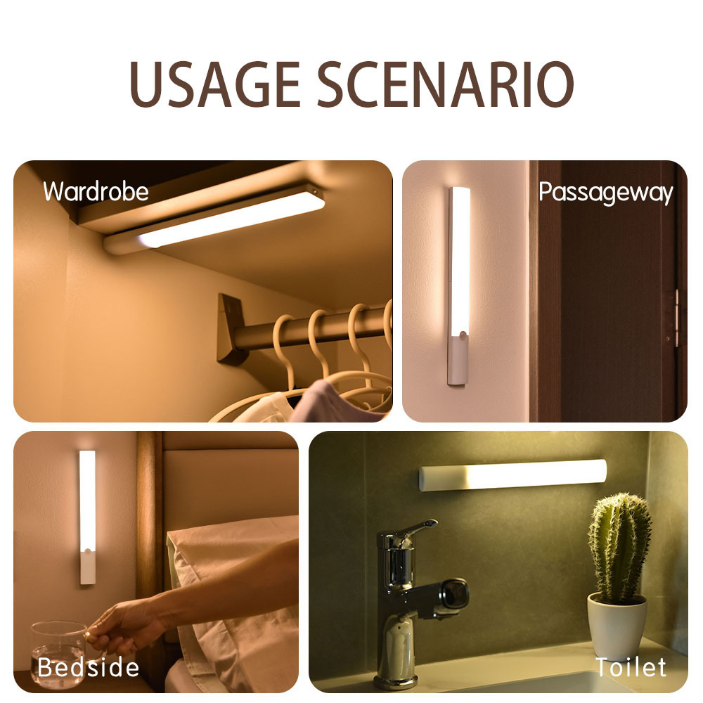 Battery Operated Usb Charging Led Motion Sensor Lamp Light Strips For Closet Staircase Bathroom Pantry