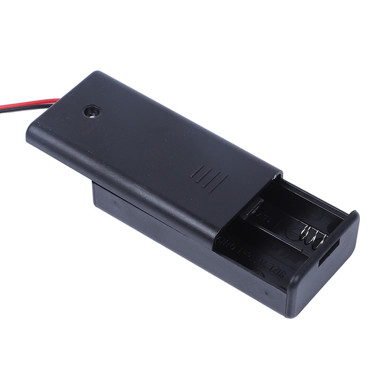 2AA battery holder with cover and switch 3V AA battery Box/Holder/Case with 150MM wire AA battery holder box