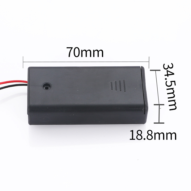 2AA battery holder with cover and switch 3V AA battery Box/Holder/Case with 150MM wire AA battery holder box