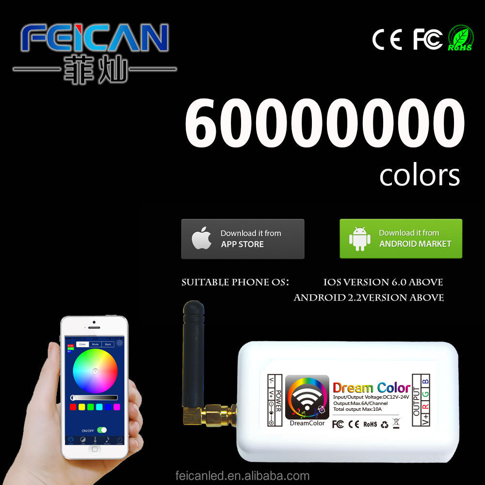 Feican Factory WIFI LED RGB Controller DC12V-24V Smart Phone APP  Controller for RGB Strip Lighting