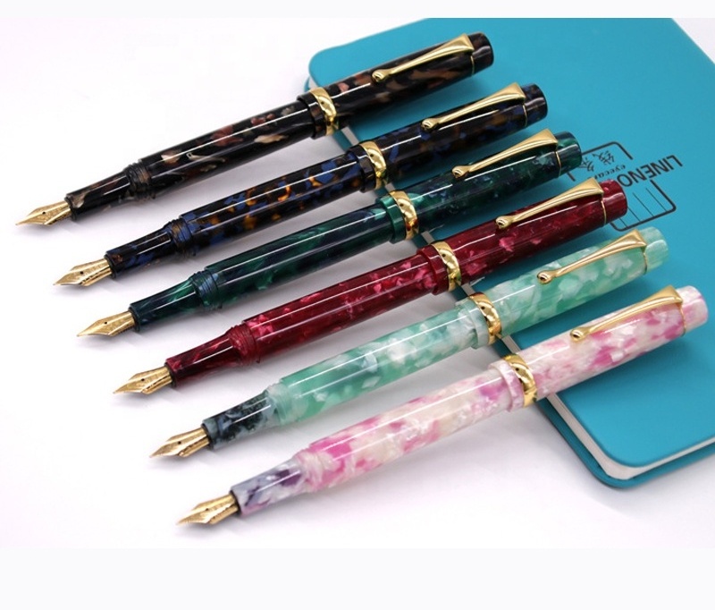 factory price gift  JINHAO A002 marble color resin Acrylic two using fountain pen with converter suitable for 2.6 ink cartridge