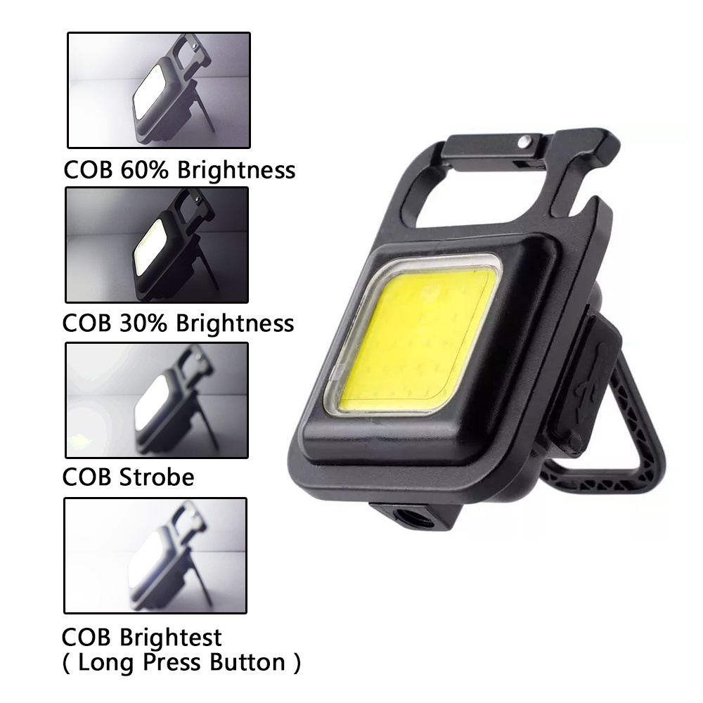 4 Mode Portable Mini COB Keychain Light USB Charging Emergency Lamps Outdoor Night Repair Work Pocket Flashlight Camping Lantern