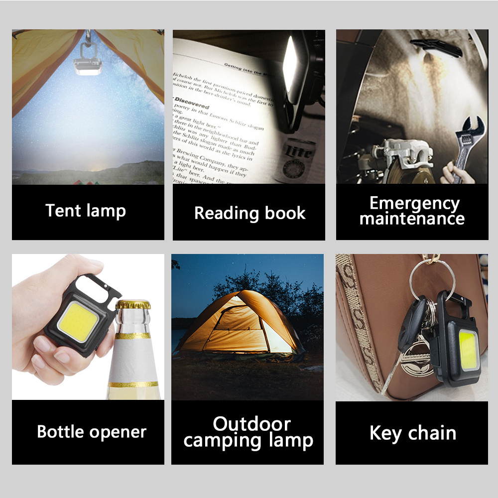 Aluminium COB Flash Light Rechargeable USB LED Pocket Mini Keychain Rechargeable Flashlight with Magnet for Camping Torch Light