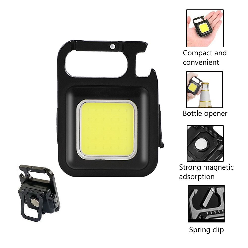 4 Mode Portable Mini COB Keychain Light USB Charging Emergency Lamps Outdoor Night Repair Work Pocket Flashlight Camping Lantern