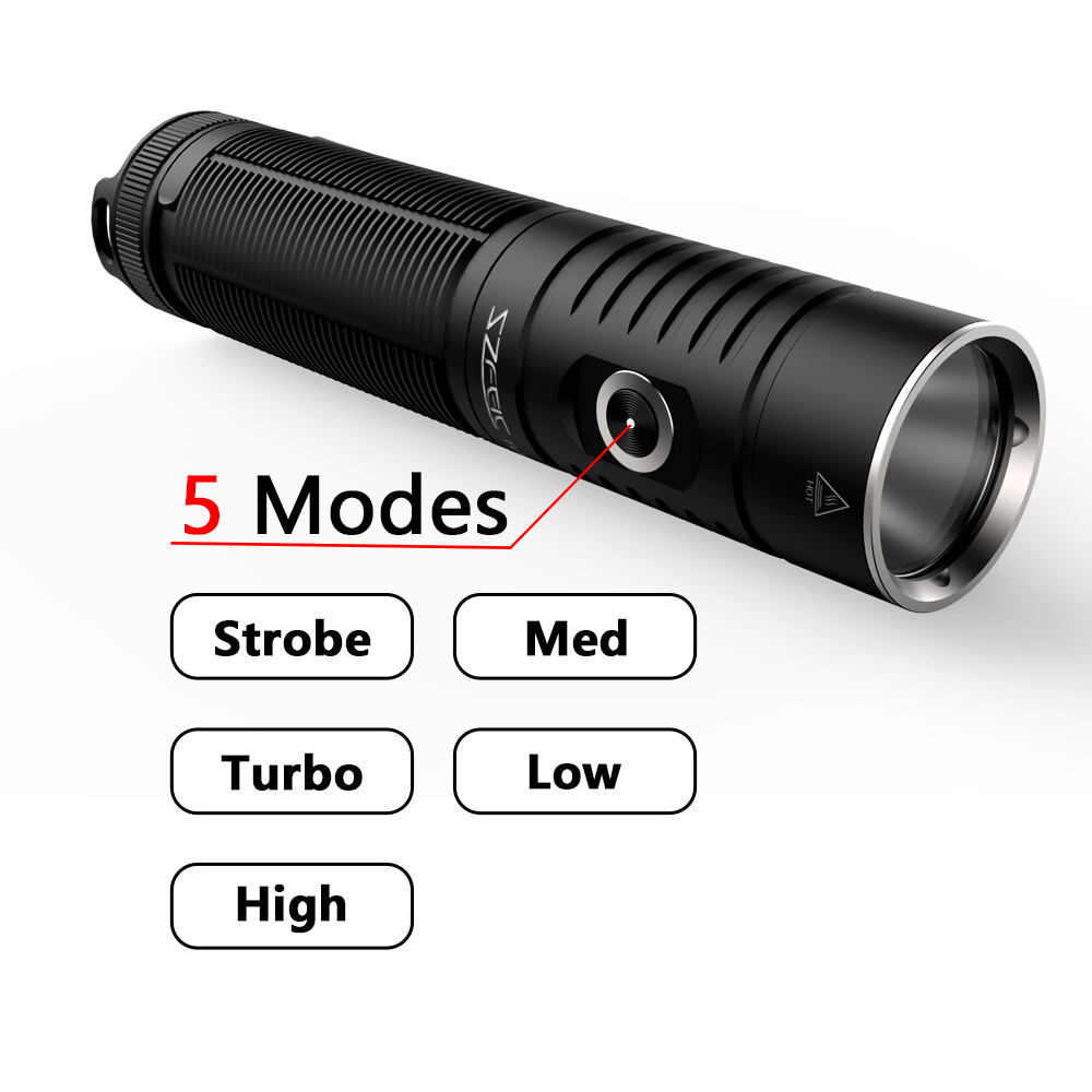 LED flashlight bright high lumen tactical flashlight 5 modes waterproof focused flash portable flashlight for outdoor home