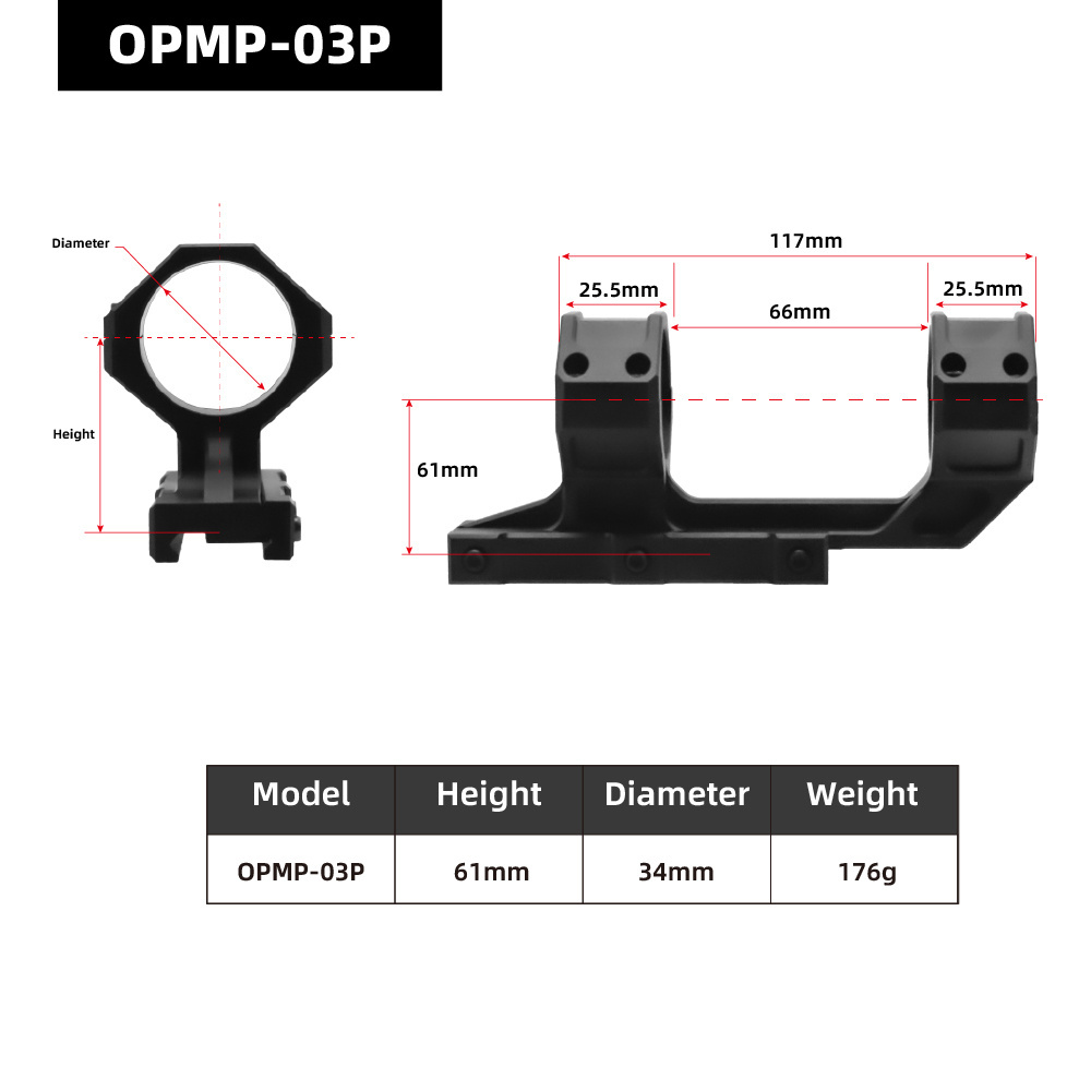 OEM Black Aluminum Alloy Best Mounting Systems 34mm Scope Mount Scope Rings optics mount