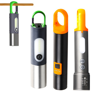 Wholesale Portable mini flashlight LED+COB mini camping light type C USB Portable key chain flashlight with shade CHEAP PRICE