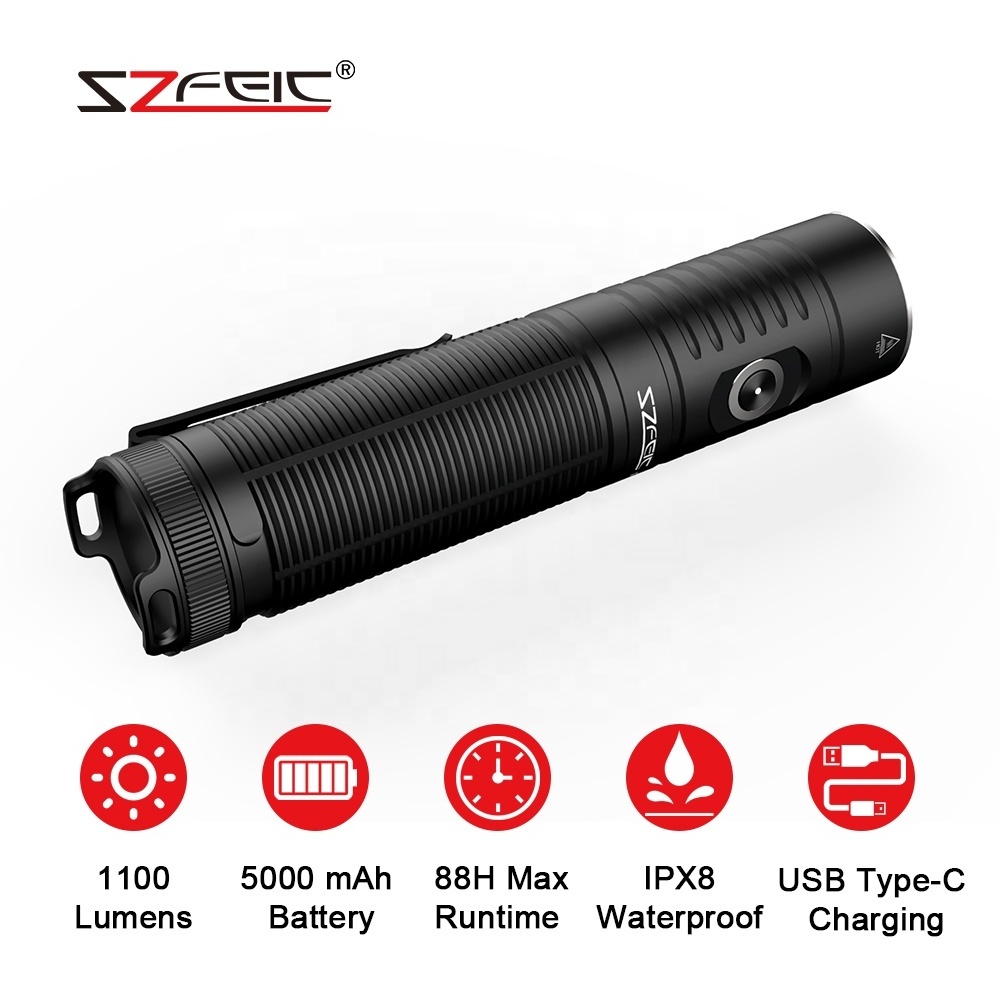 Diving Flashlights Underwater Waterproof IPX8 1100 Lumens Scuba Dive Light Torches Rechargeable flashlight