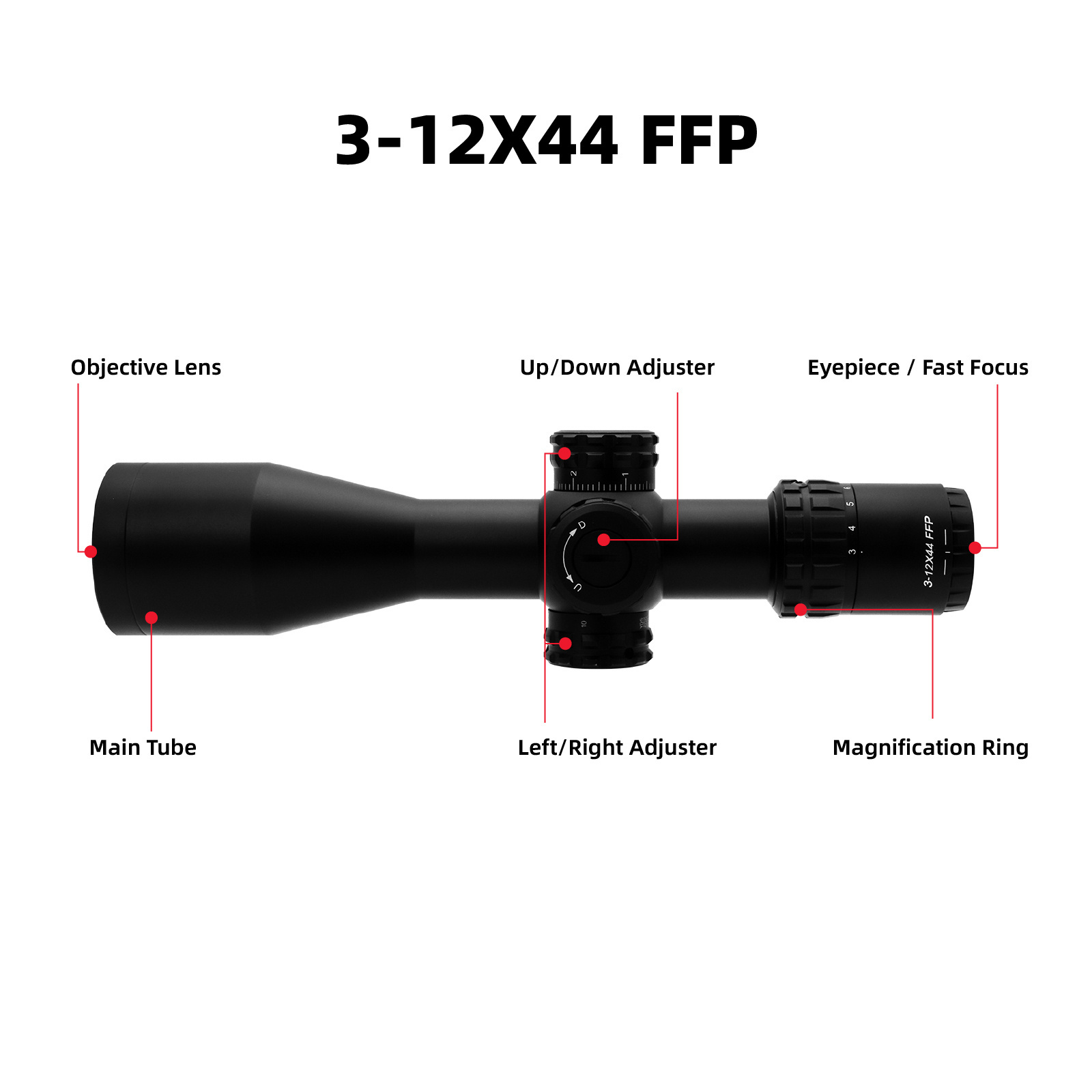 Best selling 3-12X44 First Focal Plane Hunting sight smart Monocular Scope Fog proof Shockproof Optical Hunting scope