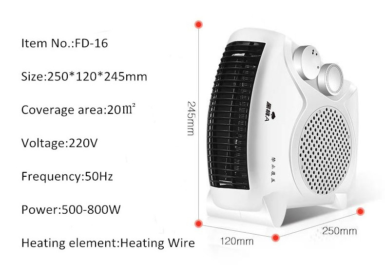 Portable Electric Heater Warmer Fan With 2 Power Setting