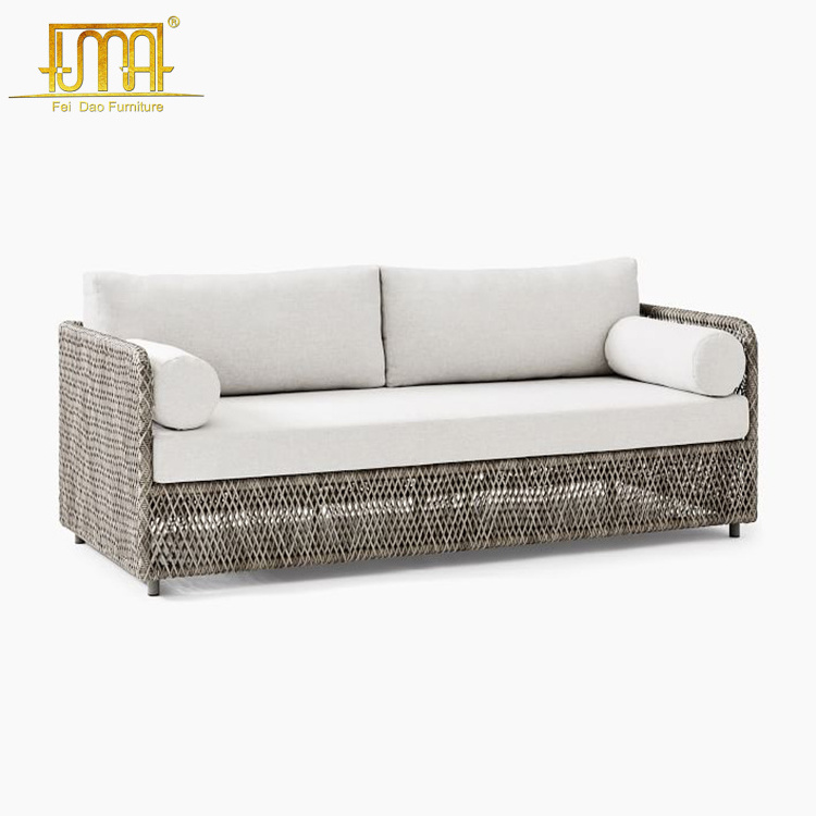 Outdoor 3 piece patio pe wicker rattan sofa set with cushion