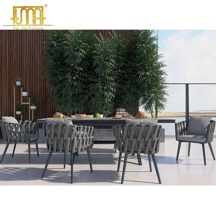 Patio Outdoor Furniture 7 Pieces Aluminum Extendable Dining Table And Chairs Set