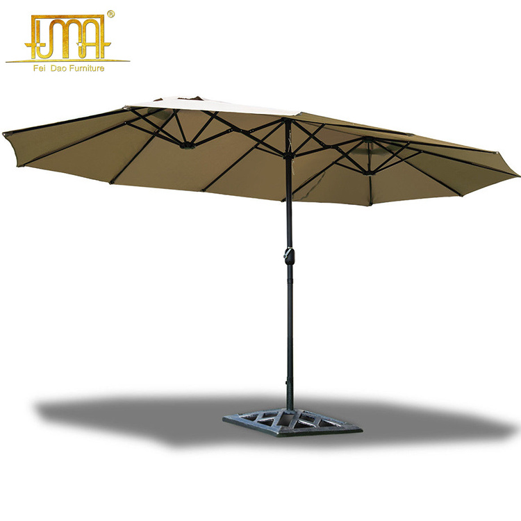 Outdoor Rectangular Umbrella Double-Sided Twin Solar Canopy Sun Patio Umbrella