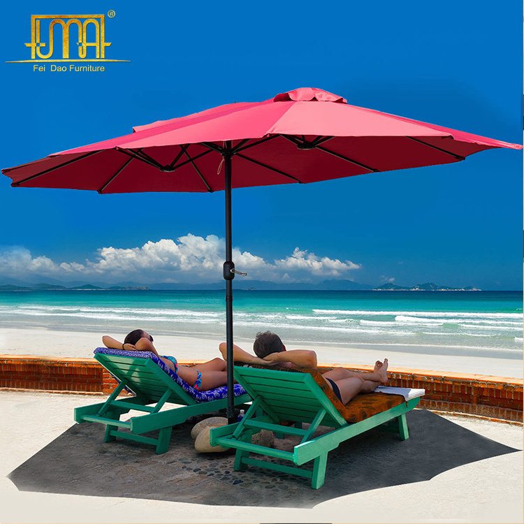 Outdoor Rectangular Umbrella Double-Sided Twin Solar Canopy Sun Patio Umbrella