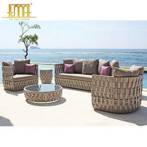 Outdoor Leisure Garden Furnitures Waterproof Patio 4 seater Strips Sofa Set