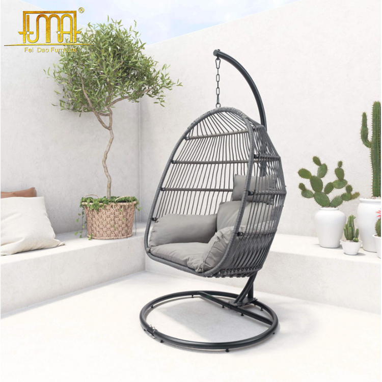 Modern garden set aluminum frame rattan hanging egg chair hammock