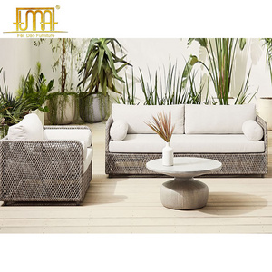 Outdoor 3 piece patio pe wicker rattan sofa set with cushion