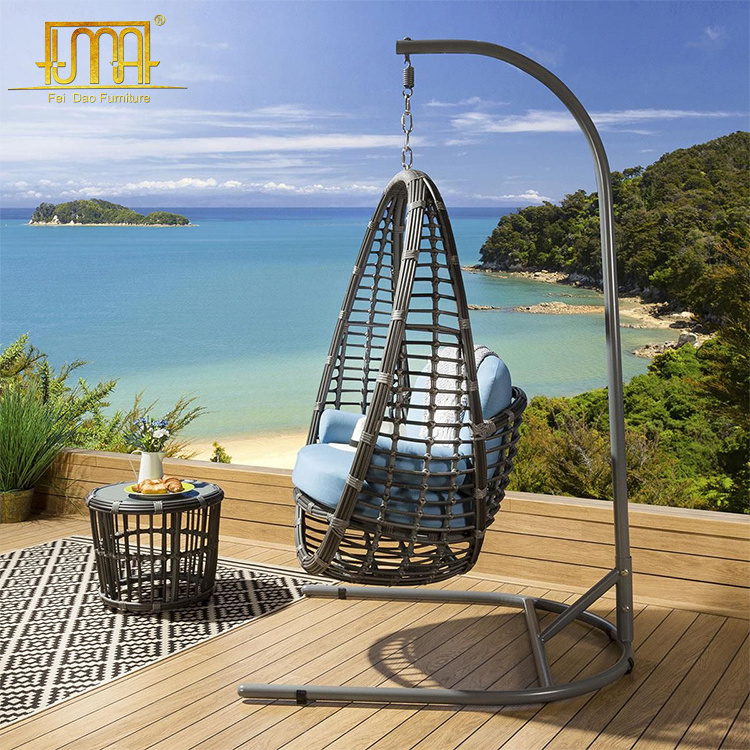 Stainless steel frame wicker oval bird cage hanging chair