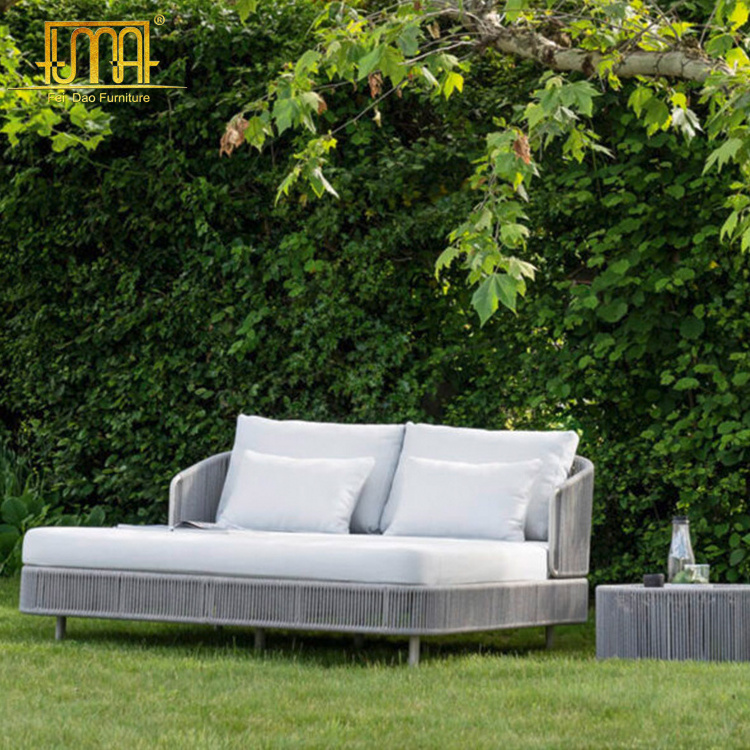 Outdoor Garden Furniture Aluminum Frame Rope Double Sun Chaise Lounge