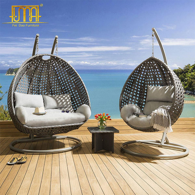 Garden Patio Furniture All Weather Resin Rattan Wicker Double Swing Chair