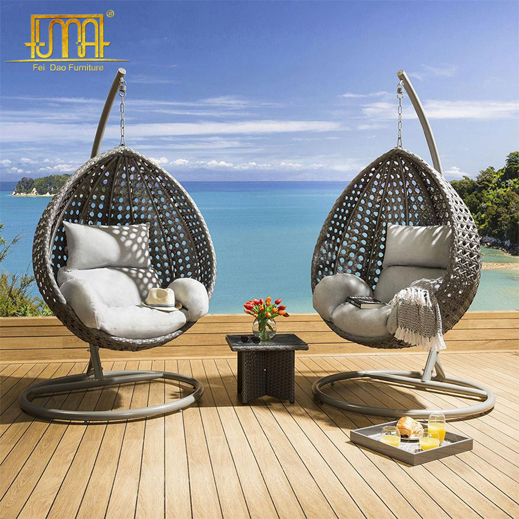 Garden Patio Furniture All Weather Resin Rattan Wicker Double Swing Chair