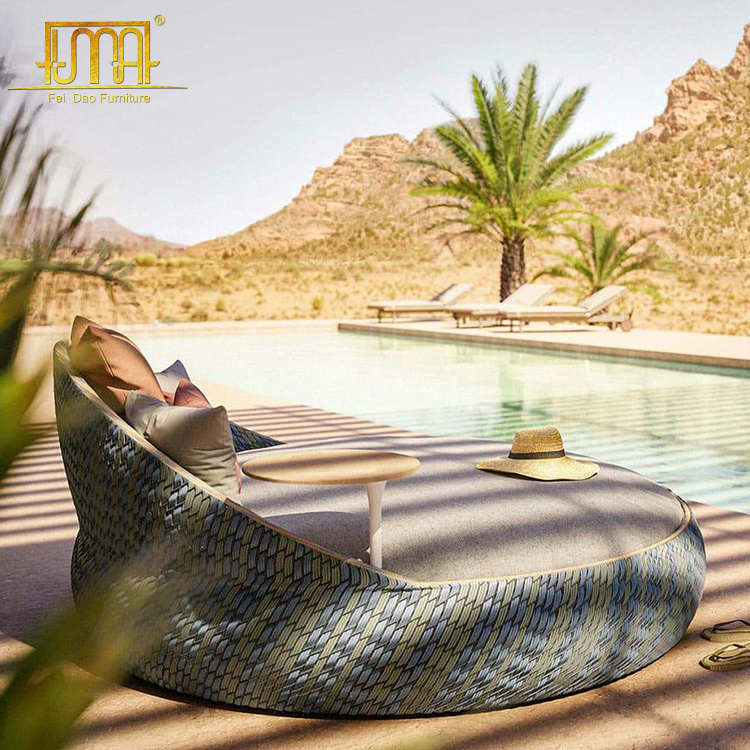 Swimming Pool Luxury Furniture Wicker Rattan Loveseat Outdoor Day Bed