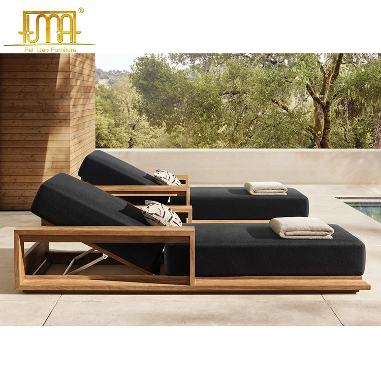 Outdoor Bed Furniture Folding Swimming Pool Teak Wood Bahia Teak Chaise