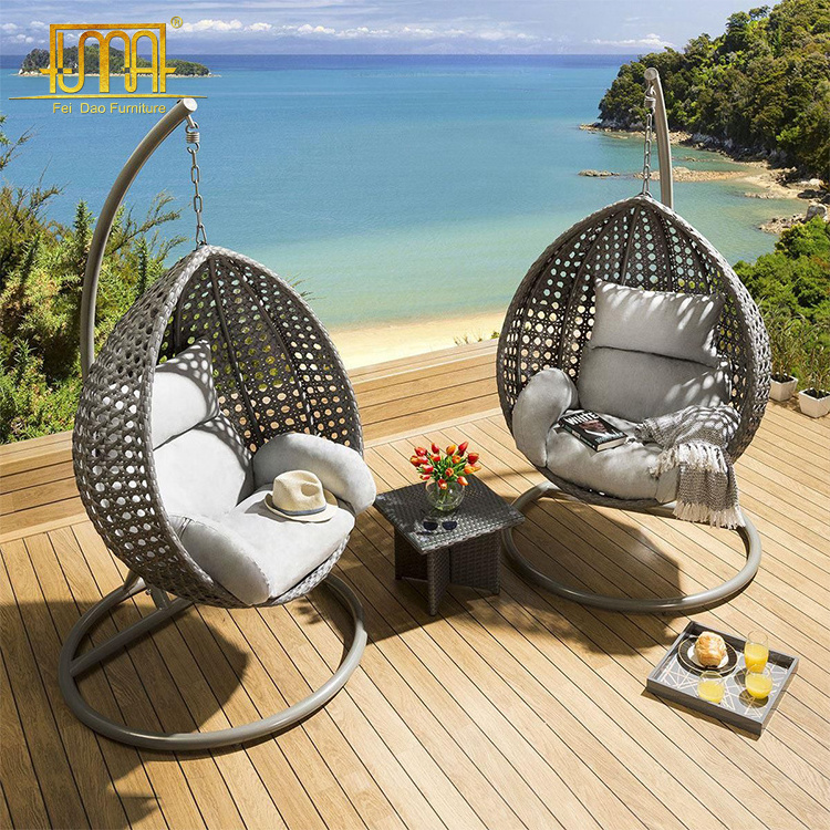 Garden Patio Furniture All Weather Resin Rattan Wicker Double Swing Chair