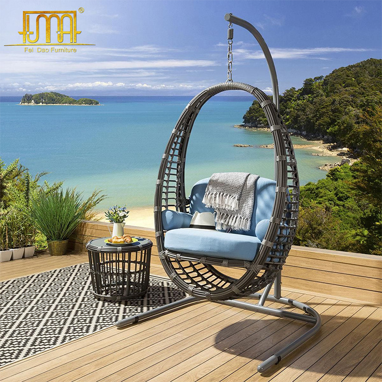 Stainless steel frame wicker oval bird cage hanging chair