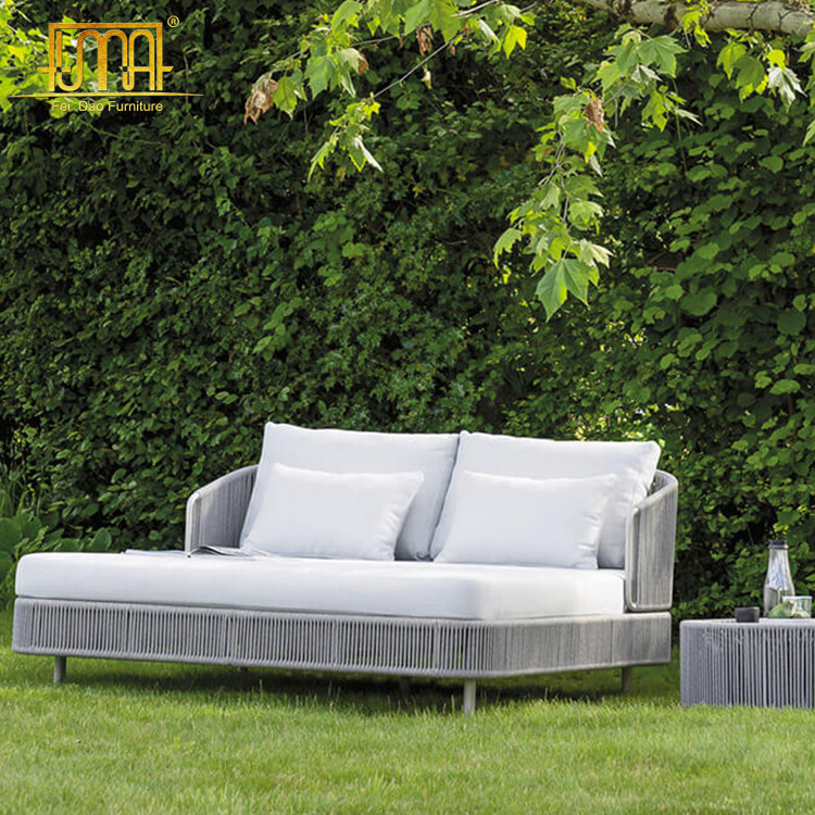 Outdoor Garden Furniture Aluminum Frame Rope Double Sun Chaise Lounge