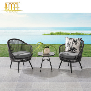 Outdoor garden furniture 3 piece reclining rattan patio dining set