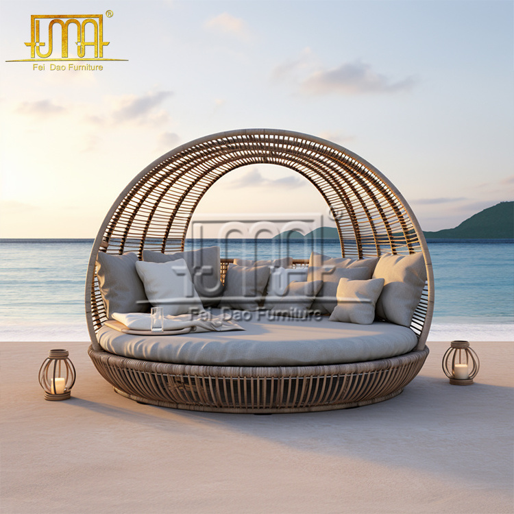 Wicker rattan swimming pool leisure sun lounger bed hotel outdoor furniture