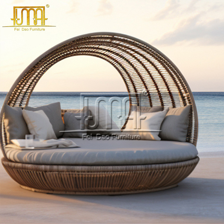 Wicker rattan swimming pool leisure sun lounger bed hotel outdoor furniture