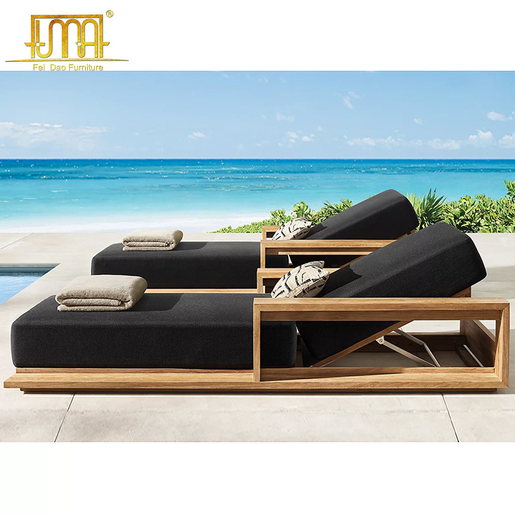 Outdoor Bed Furniture Folding Swimming Pool Teak Wood Bahia Teak Chaise