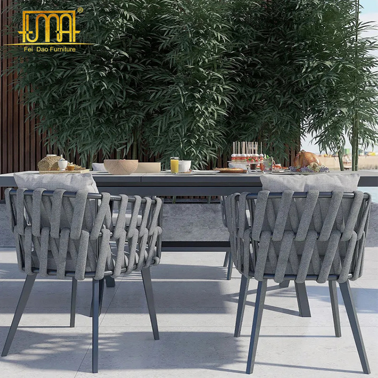 Patio Outdoor Furniture 7 Pieces Aluminum Extendable Dining Table And Chairs Set