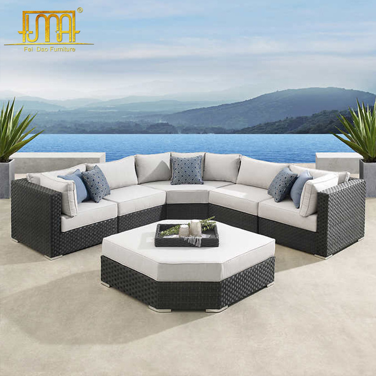 Waterproof Outdoor Furniture Wicker Rattan 7 Piece Deep Seating Sofa Set