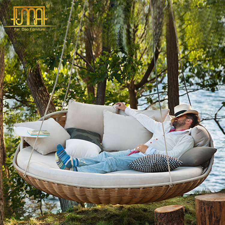 Outdoor furniture modern design hanging chair leisure rattan swing bed