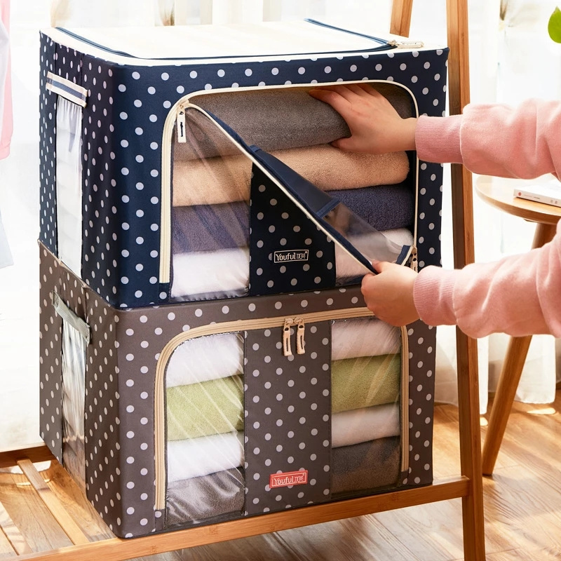 72L Foldable Storage Bins Organizers Oxford Cloth Steel Frame Storage Box for Closet Comforter Bedding  Clothes