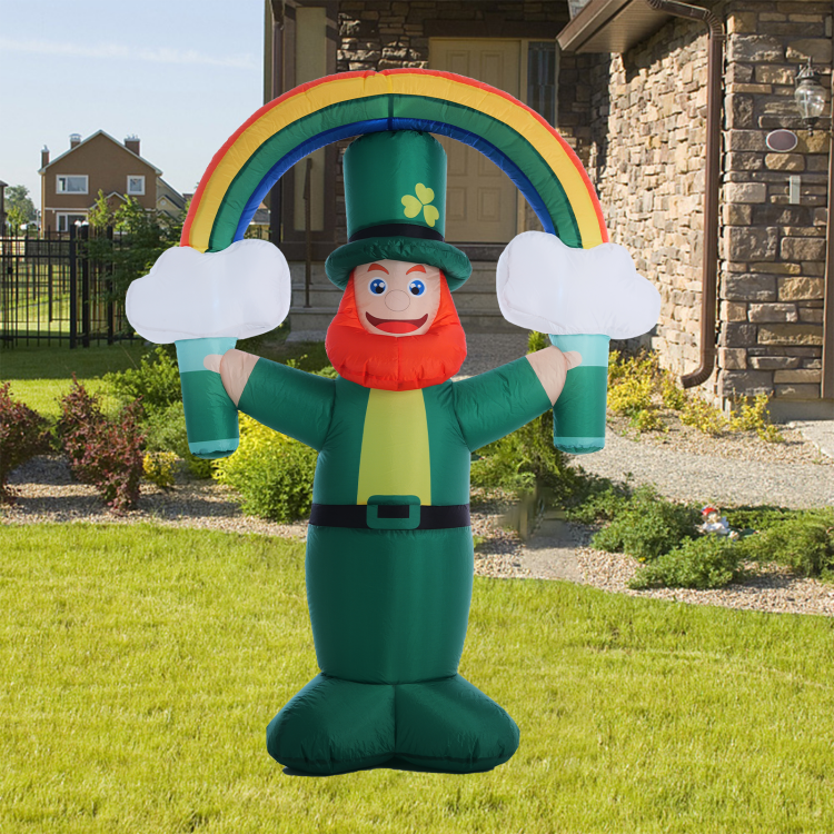 6FT St Patricks Day Inflatables Outdoor Decorations, Built-in Super Bright LED Lights Blow Up Leprechaun Yard Decorations