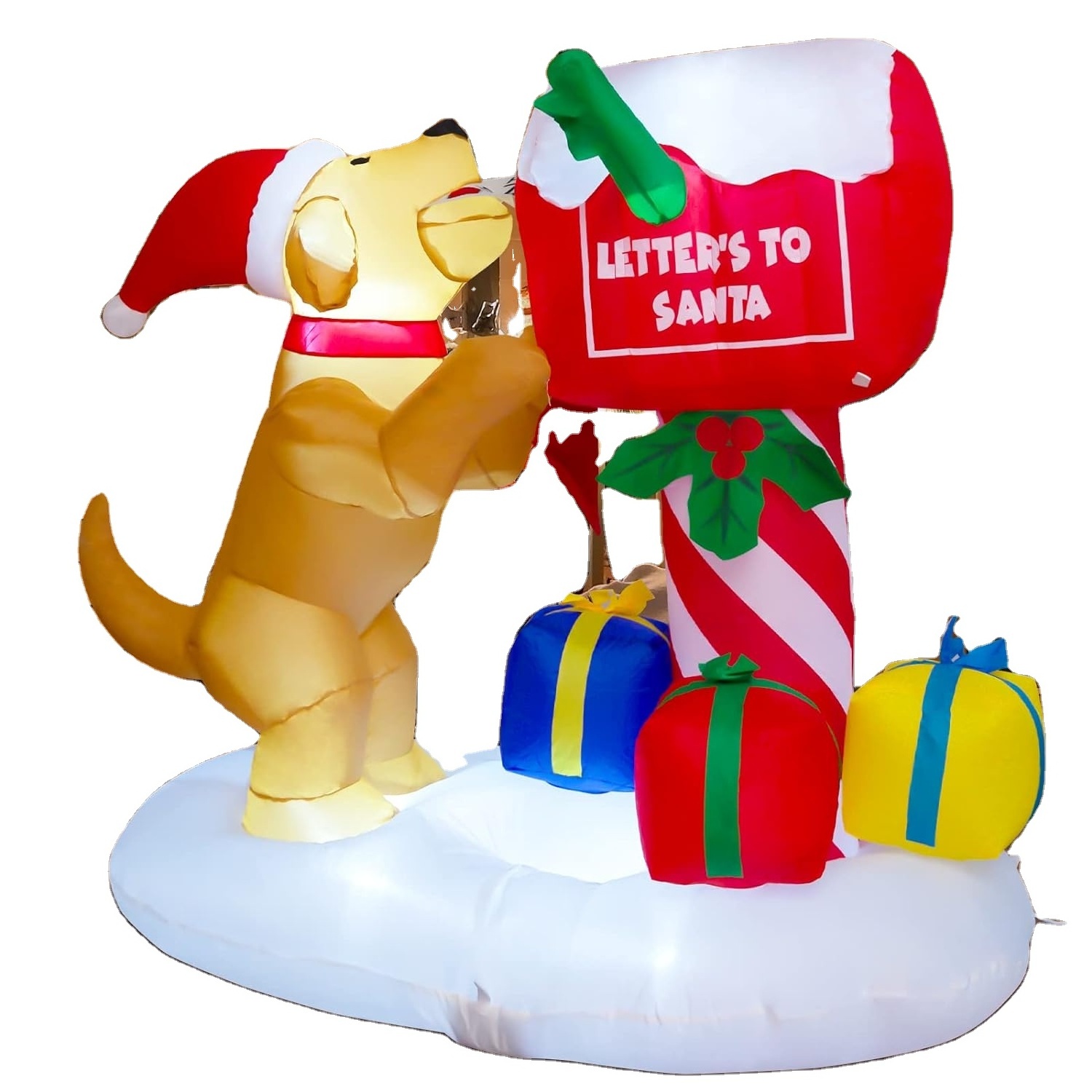 1.5 m Christmas inflatable outdoor decoration inflatable dog and newspaper box with built-in LED lights for Christmas holiday