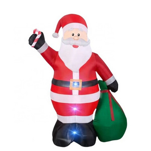 Santa Claus Carrying a Gifts Hot selling Customized Giant Inflatable Cartoon Christmas Santa LED Lights Claus Decorative