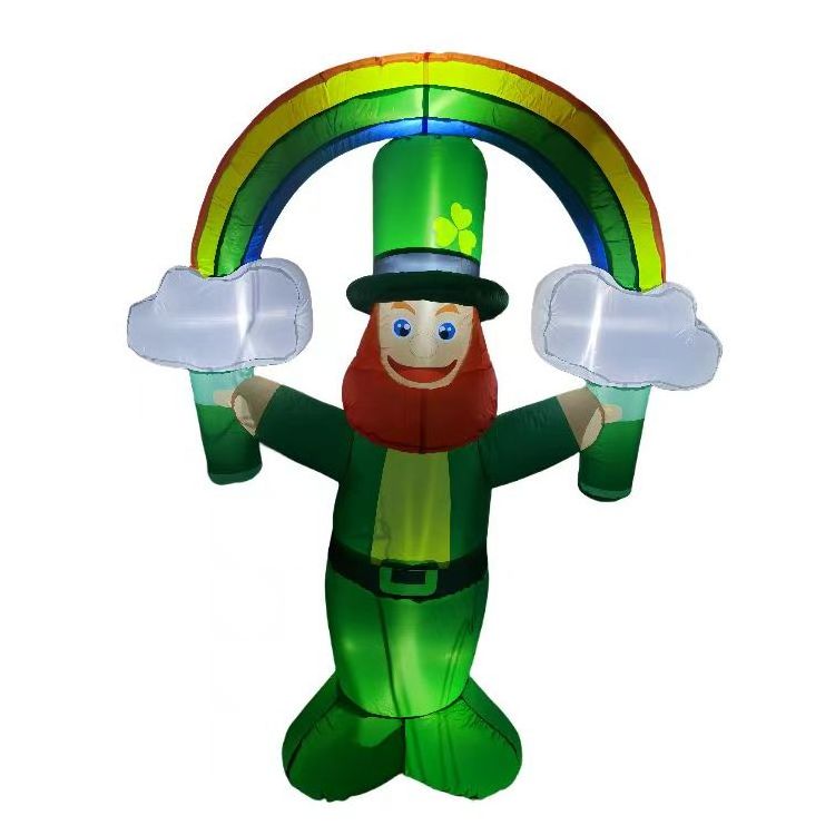 6ft St. Patrick's Day Inflatable Decoration Leprechaun Rainbow Arch For Home Decor